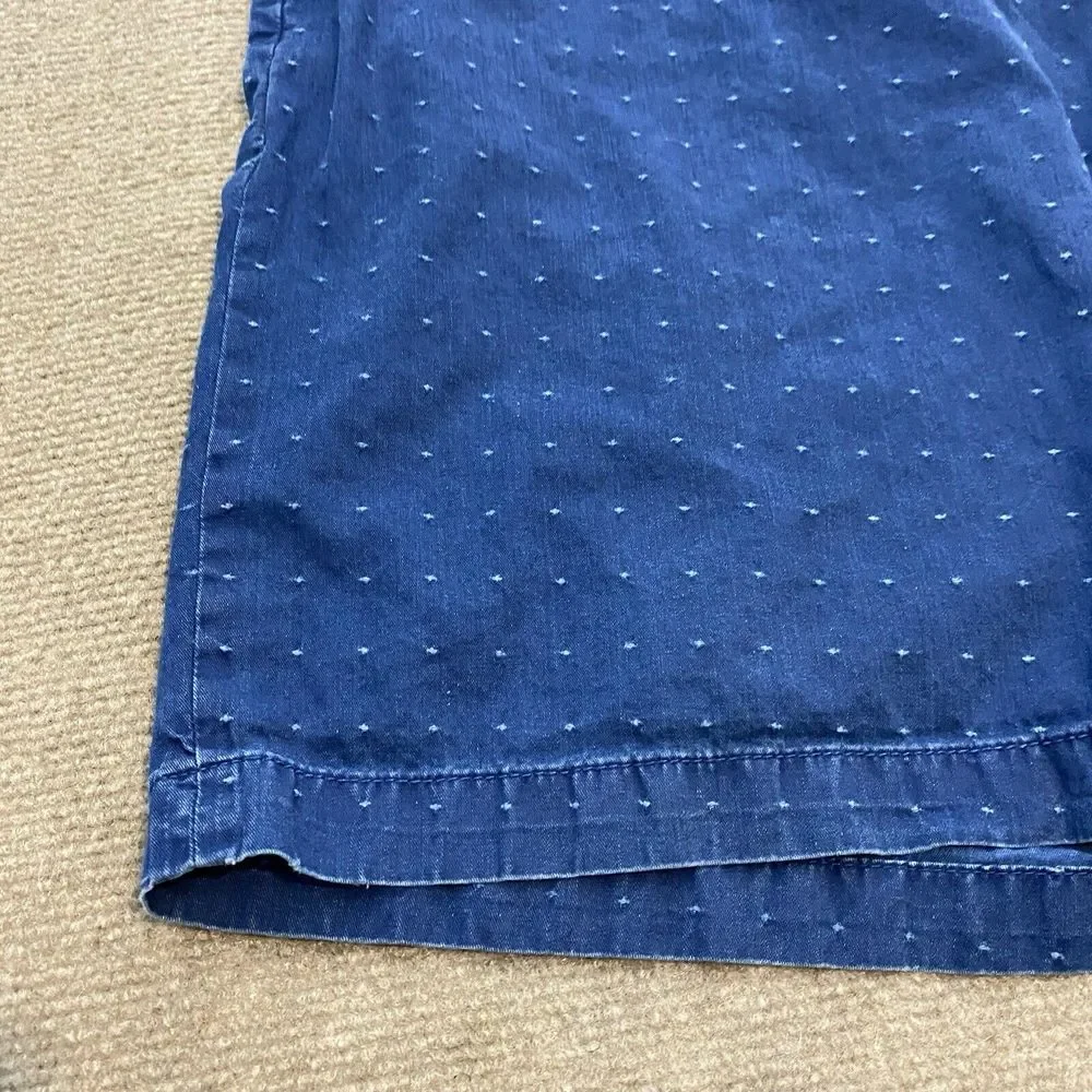 Peter Millar Chino Shorts Men's 42 Blue Polka‎ Dot Flat Front Cotton Preppy Logo